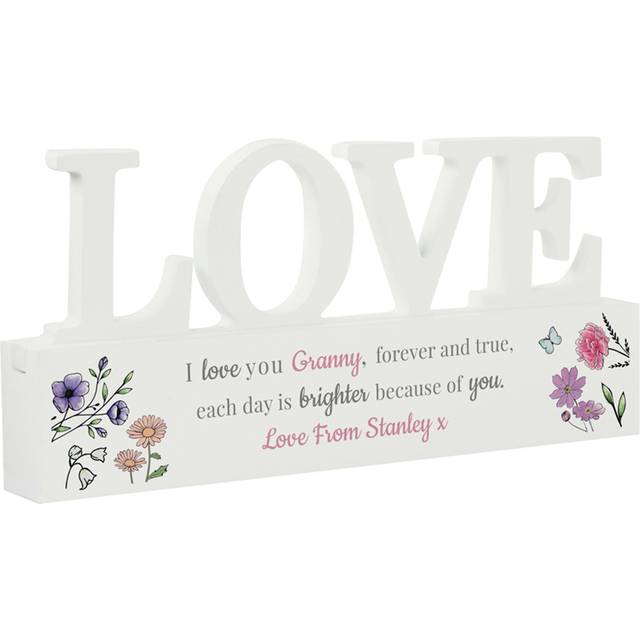 Personalised Wild Flowers Love Ornament - White