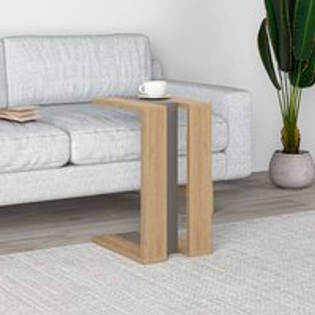 Muju' Modern C Shape Side Table Multipurpose H 57cm - Light Brown - 1 Pack