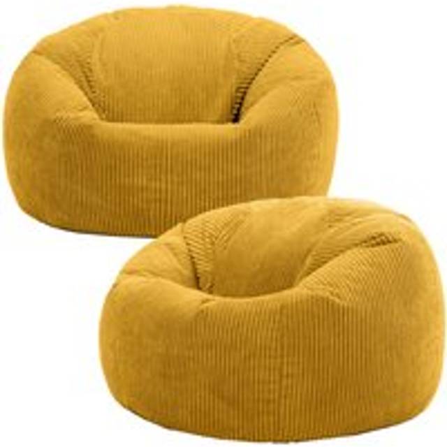 Kingston Classic Beanbag, Corduroy, Navy Blue (2-Pack) - Yellow - One Size
