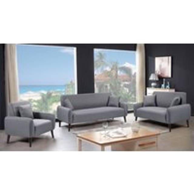 Grey Linen Fabric 3 Seat 2 Seat Arm Chair Sofa Set - One Size