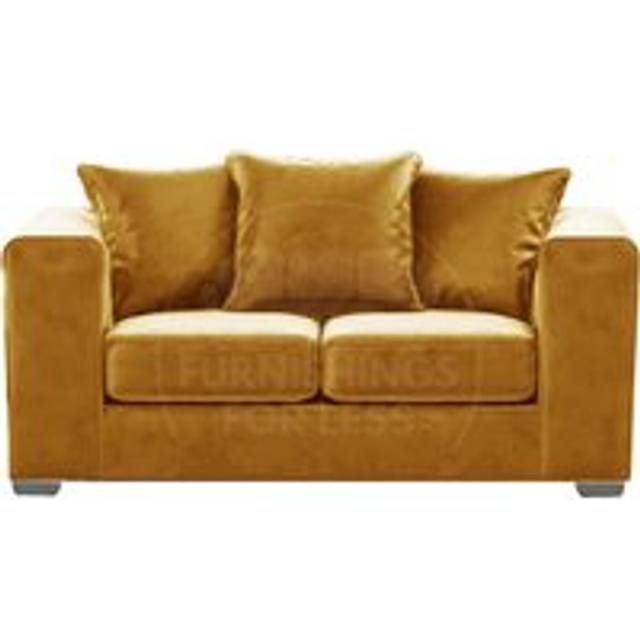 Ella Boxed Arm Plush Velvet Fabric 2 Seater sofa Gold - One Size