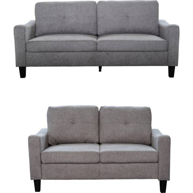 Luxury Life Berkley Linen 3+2 Sofa Set In Grey, Brown