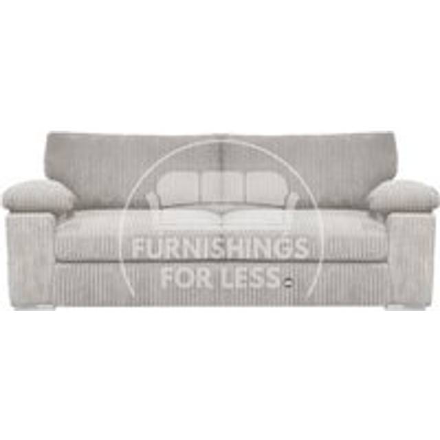 Delta Large Fabric 3 Seater Sofa With Padded Arms Jumbo Cord - Silver - One Size