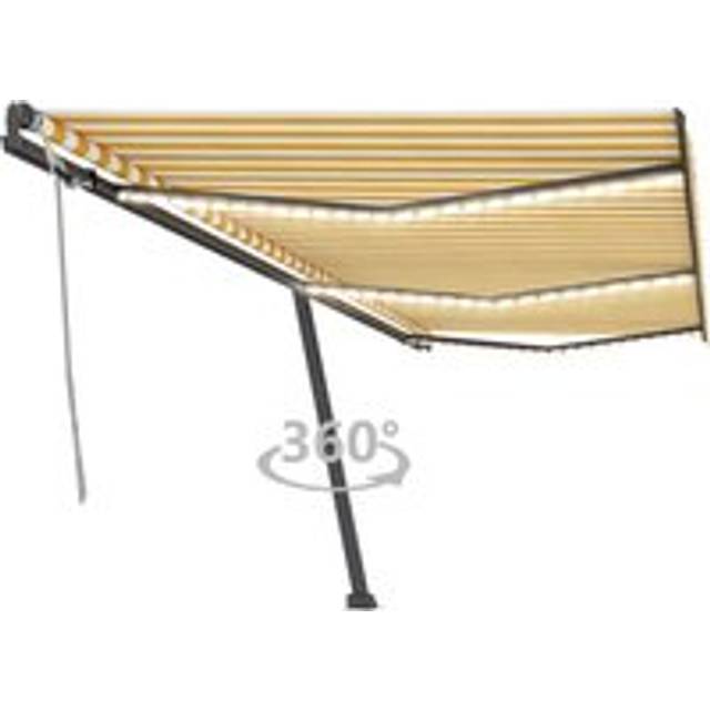 Manual Retractable Awning with LED 600x300 cm Yellow and White - One Size