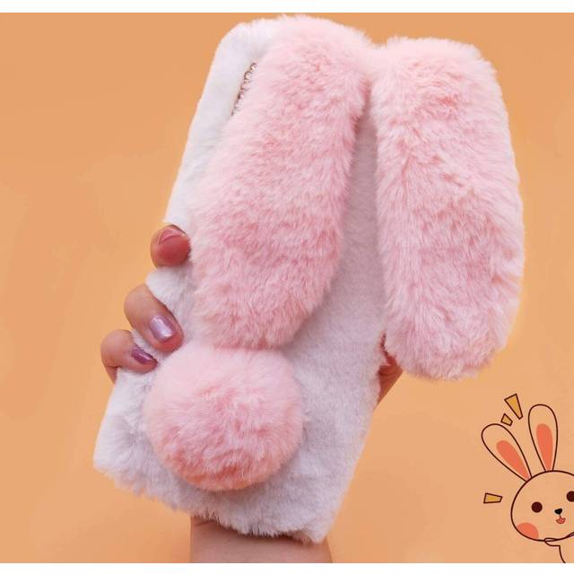 For Samsung Galaxy Z Fold 5 5G, Bunny Rabbit Fur Plush Fuzzy Fluffy Cover Case-as the picture-