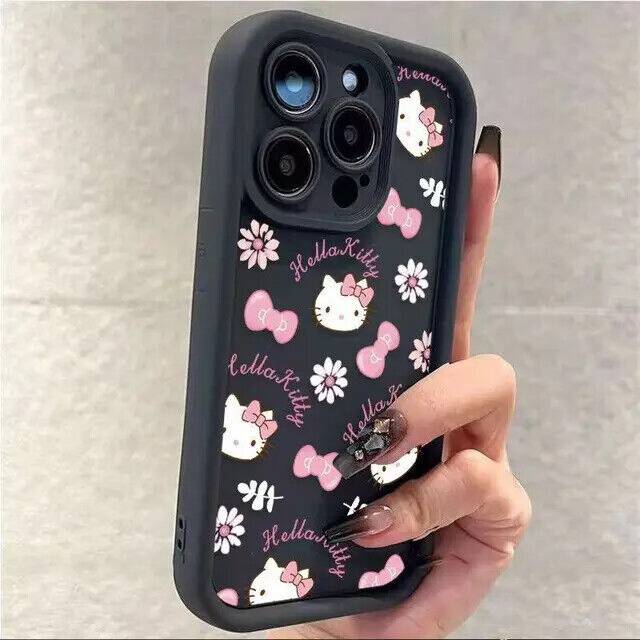 (B, For iPhone12 Mini) Sanrio Hello Kitty Soft Silicone Cover Case For iPhone