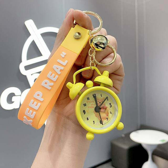 (StyleD) Mini Alarm Clock Metal Keychain Cute Creative Key Ring Bag Car Pendant Keyring