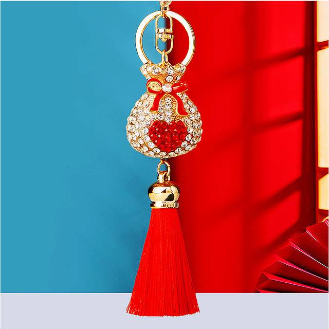(Red) Beautifully Crafted Heartshaped Tassel Keyring In Variety Of Colors For Memorable Gifting Moments