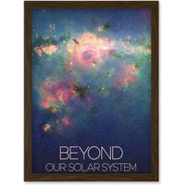 NASA Beyond Solar System Glowing Milky Way Spiral Galaxy Poster Artwork Framed Wall Art Print A4 - Brown - One Size