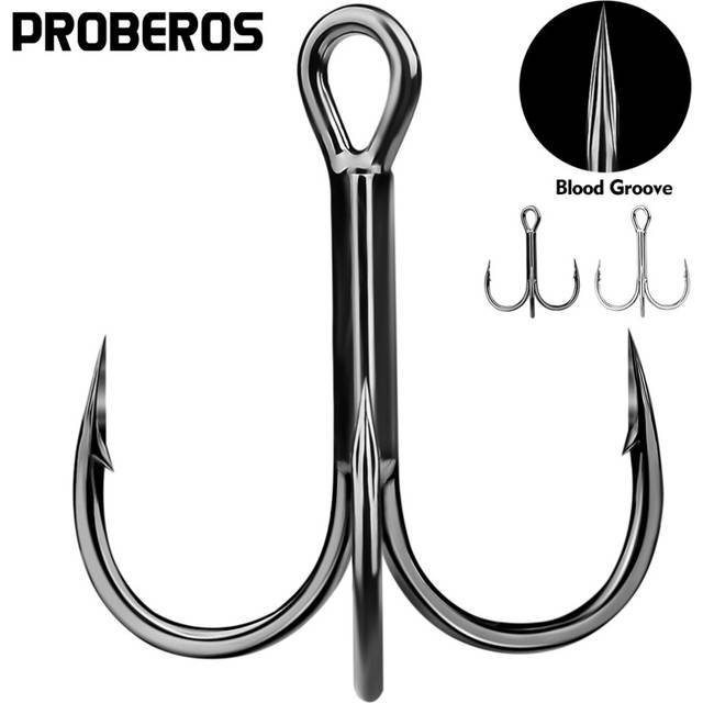 (black, 4#50pcs ) Anchor fish hook three-claw spear hook butterfly hook strengthen hair hook bait hook