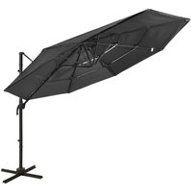 4-Tier Parasol with Aluminium Pole Anthracite 3x3 m - Black - One Size