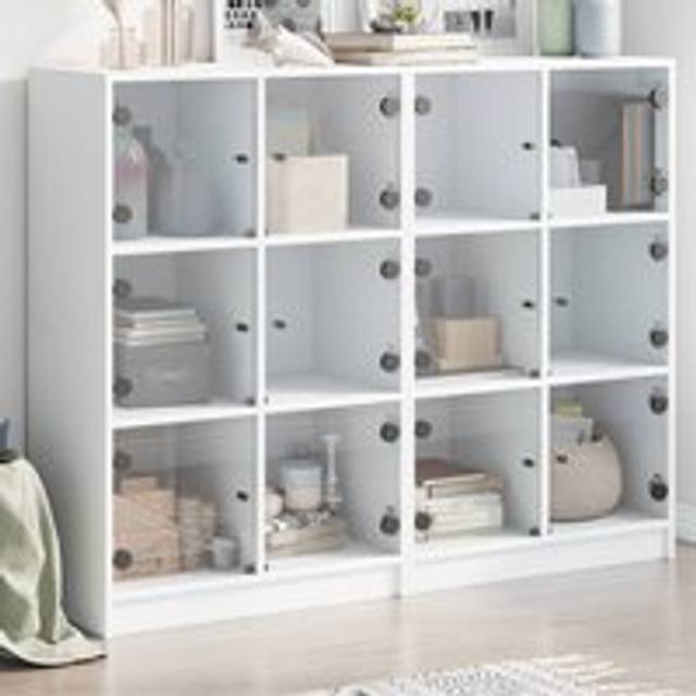 Bookcase with Doors White 136x37x109 cm Engineered Wood - One Size