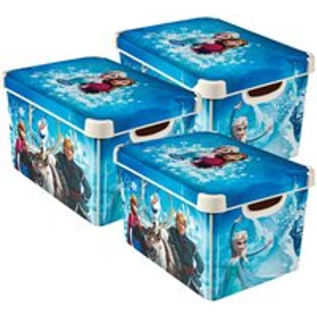 Frozen Themed Storage Boxes with Lids 3 x 22L - Multi - One Size