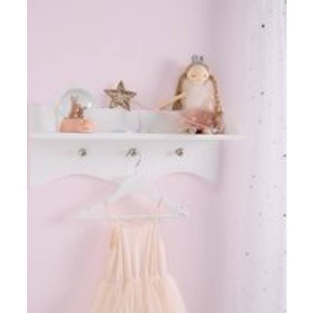 Kids Hook Shelf Peg Shelving Rack Wall - White - One Size