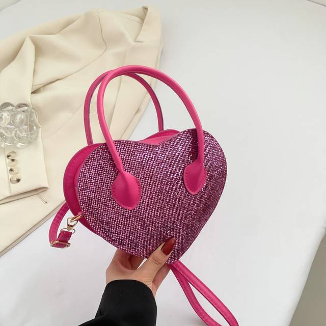 (Rose Red) Adorable Heart Shaped Mini Purse For Women Stylish Casual Handbag Ideal For Daily Wear Available In Multiple Colors