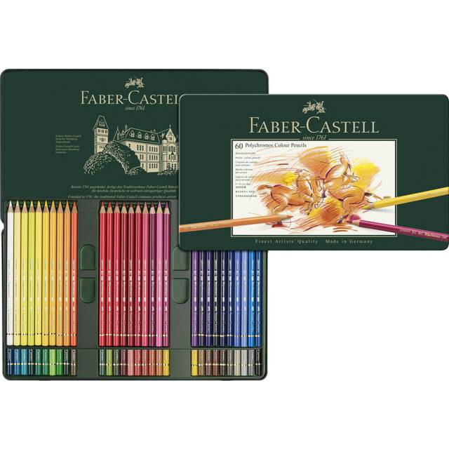 Faber-Castel 110060 Polychromos Colored Pencil Set In Metal Tin  60 Pi