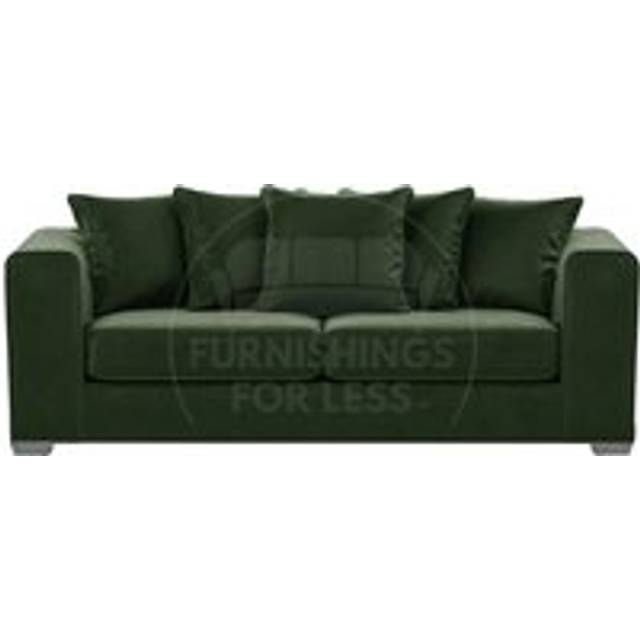 Ella Boxed Arm Plush Velvet Fabric 3 Seater sofa Black - Green - One Size