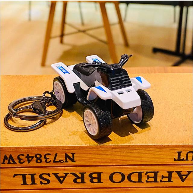 (White) Plastic Delightful Cartoon Beach Motorcycle Keychain Fun Bag Charm Present