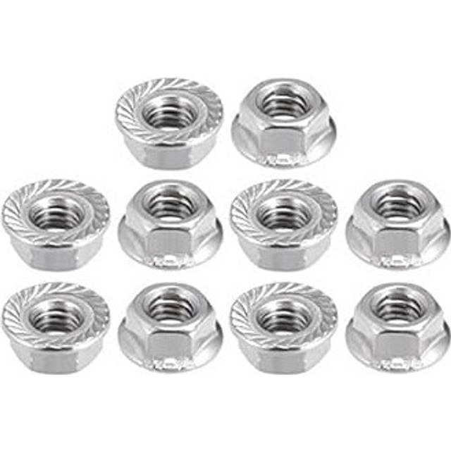 M6 Serrated Flange Hex Lock Nuts, 304 Stainless Steel, 10Pcs.