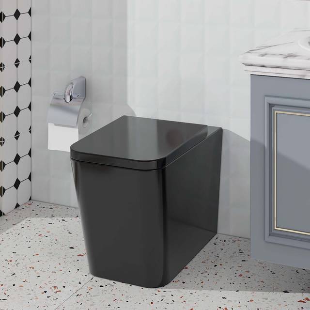 Matt Black Back to Wall BTW Toilet Square WC Pan & Soft Close Seat