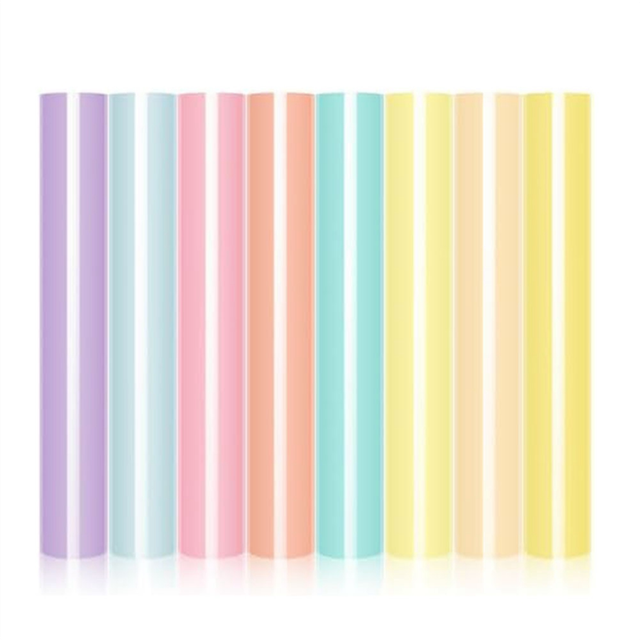 Pastel Iron-On Vinyl Bohemian Heat Transfer Set, 8 HTVs for T-Shirts, Apparel, Easy to Cut & Weed