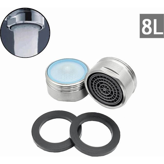 (8L) 2 PCS Water Saving Faucet Aerator Stainless Steel Shell M24 Male Thread
