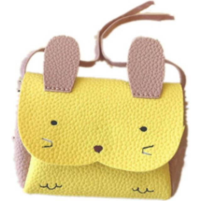 3PC Girls PU Coin Purse Bag Wallet Kids Rabbit One Shoulder Bag Small Coin Purse(Yellow)