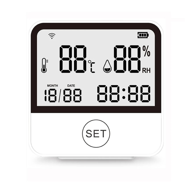 LLhappy-Tuya Smart WIFI Temperature and Humidity Sensor Indoor Hygrometer Thermometer with LCD Display Support Alexa Assistant