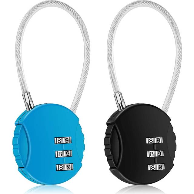 2 Pack Combination Lock 3 Digit Outdoor Waterproof Padlock for School Gym Locker, Sports Locker, Fence, Toolbox, Gate, Hasp Storage (Black&Blue)