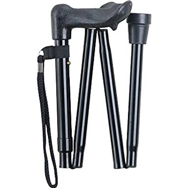 Black Adjustable Folding Anatomical Handled Walking Stick â right hand