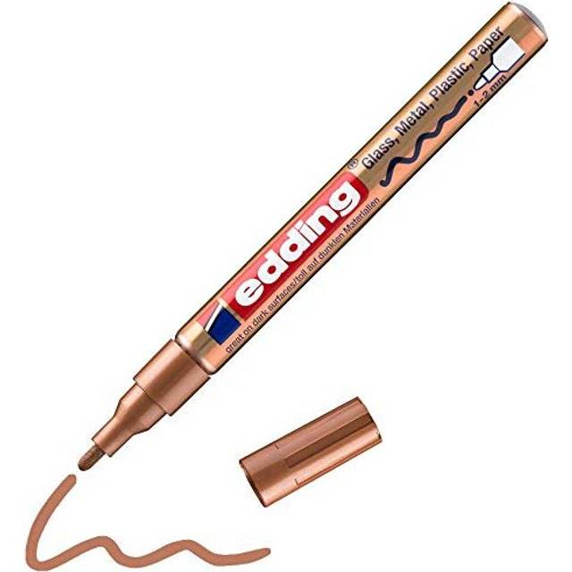 edding 751 Gloss Paint Marker - Copper (Metallic) - 1 Paint Marker - Round Tip 1-2 mm - Paint Pen for Glass, Pebbles, Wood, Plastic, Paper - Wate
