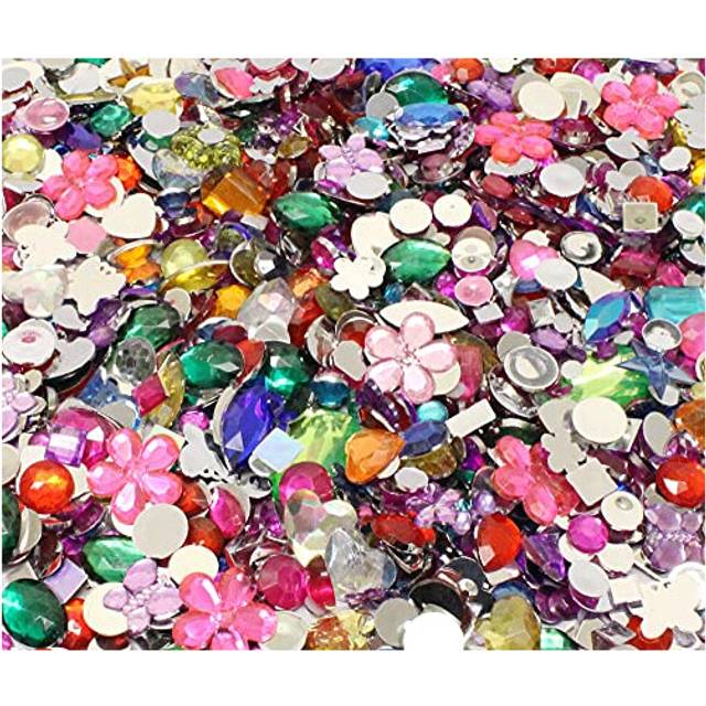 Mixed Acrylic Jewels and Gemstones for Kids Arts and Crafts, Card Making, Crafting, Embellishments Small, Crown Sequins Mixed Colours and Sizes,