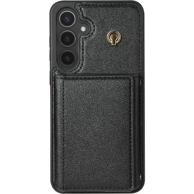 (Black) Trifold Wallet Case for Samsung Galaxy S25 Plus Back Cover Shockproof Skin Friendly Pu Leather Card Holder Pocket Protective Cover