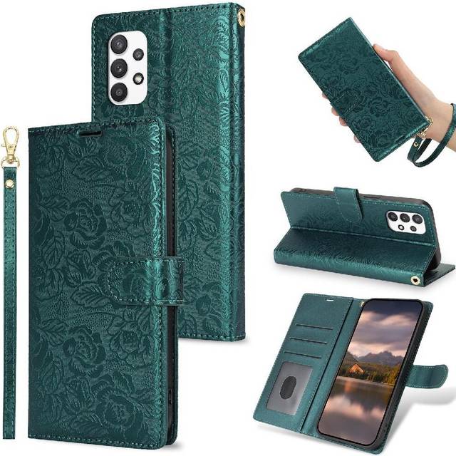 (Green) Flip Case for Samsung Galaxy A23 4g/5g Magnetic Closure Soft Tpu Wrist Lanyard Wallet