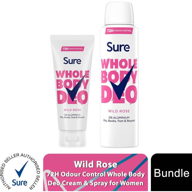Sure Whole Body Wild Rose Bundle Deodorant Spray&Cream Aluminium Free for Women