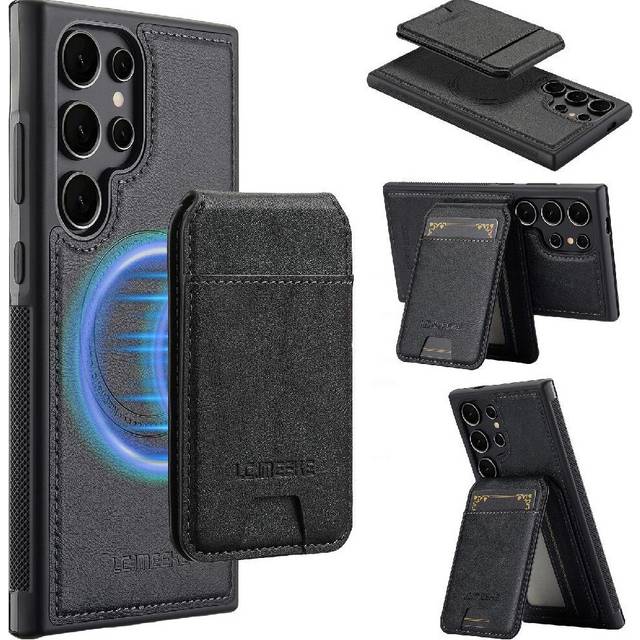 (Black) Compatible with Samsung Galaxy S24 Ultra 5g Case Slot Photo Frame 2 In 1 Detachable Wallet Case Rfid Shielding