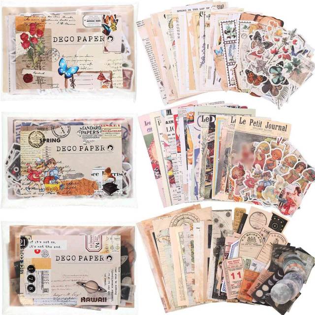 moresk-600 Pieces Vintage Stickers Journaling Paper Scrapbook