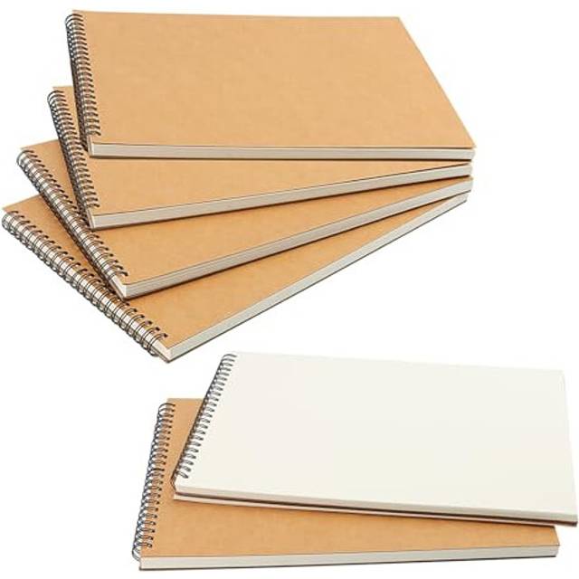 6 Pack A4 Spiral Bound Landscape Sketchbook, 21x29.7cm 60 Pages/30 Sheets Art Sketchbook, 160gsm Hardback Drawing Pad for Sketching Drawing