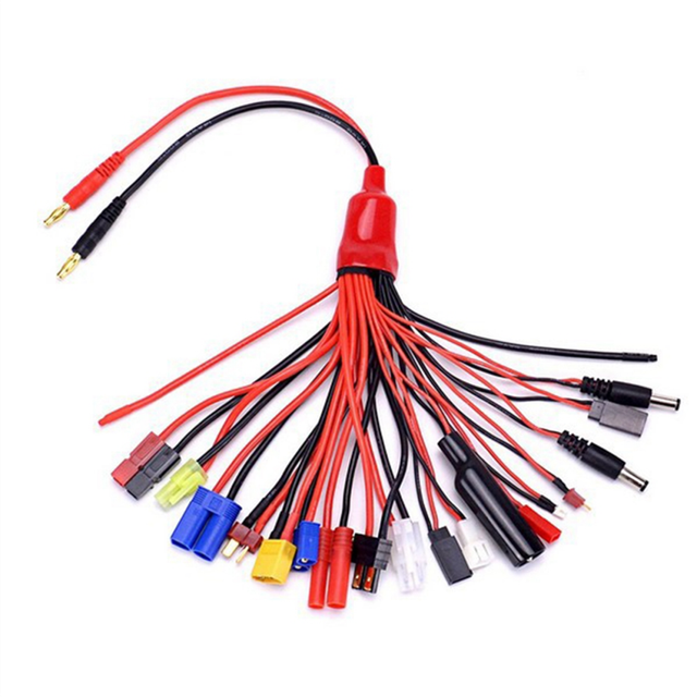 19 In1 RC Lipo Battery Charger Splitter Cable Adapter 4mm Banana Plug to for JST FUTABA XT60 EC3 EC5 McpX