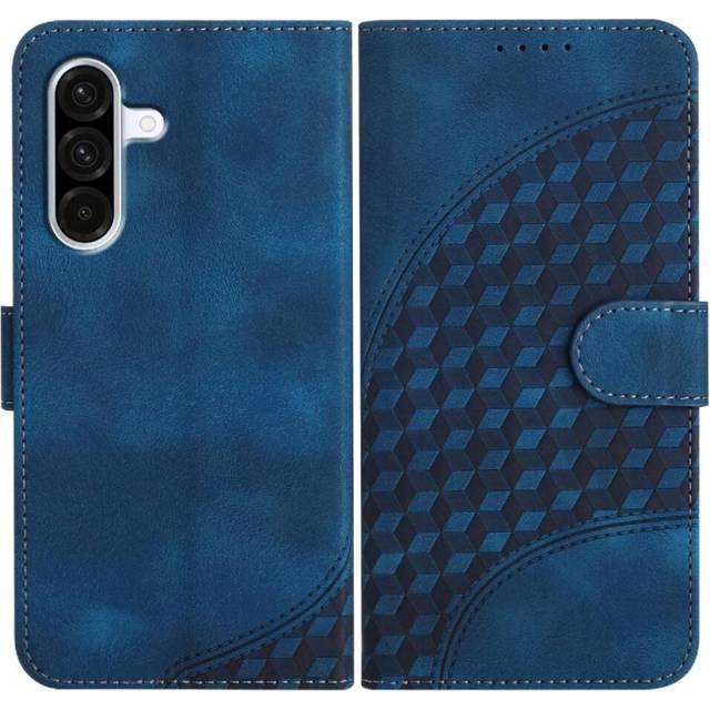 (Blue) Flip Case for Samsung Galaxy A36 Shockproof Leather Case Pu Leather Flip Cover Magnetic Card Holder Geometric Pattern Flip Business