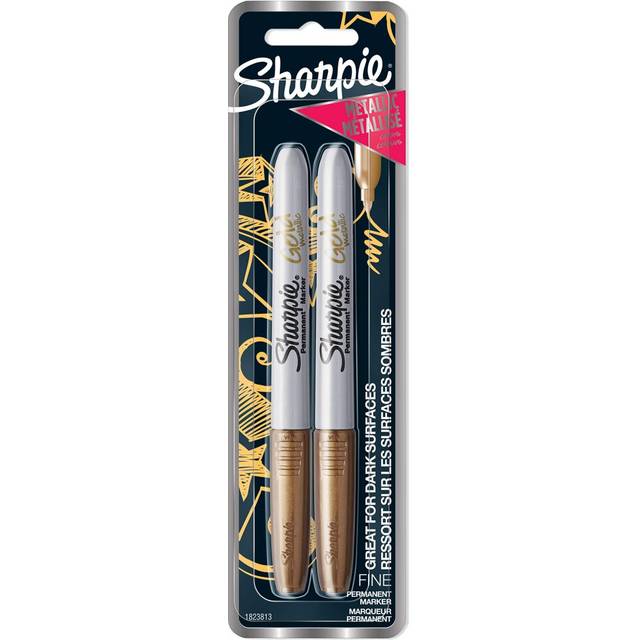 Sharpie Metallic Permanent Markers, Fine Point, Gold, 2 Count