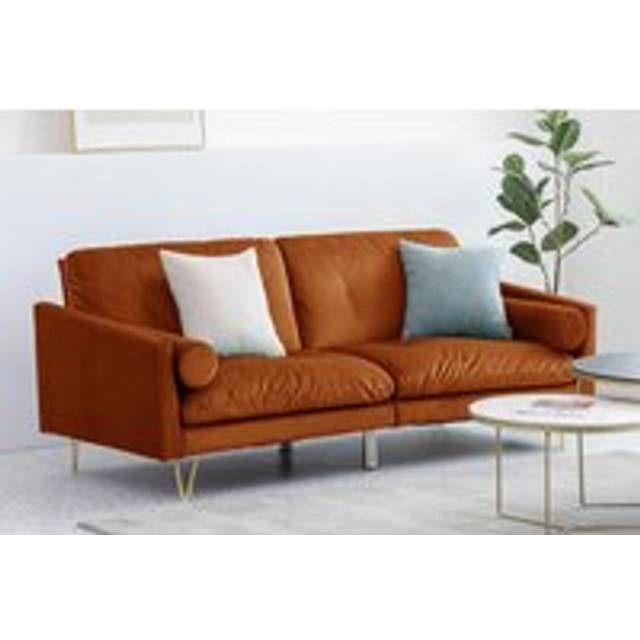 Alessia Velvet Sofa Bed - Burnt Orange - One Size