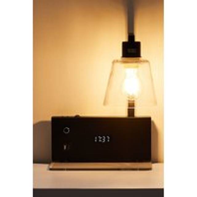 Wall Light with Digital Clock - Black - One Size