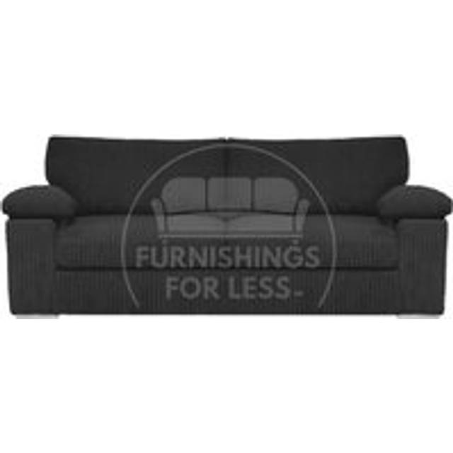 Delta Large Fabric 3 Seater Sofa With Padded Arms Jumbo Cord - Black - One Size