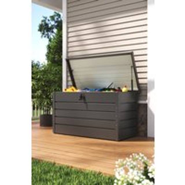 350L Metal Outdoor Garden Lockable Storage Box - Dark Grey - One Size