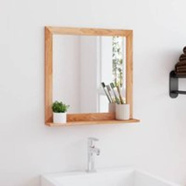 Wall Mirror 55x55 cm Solid Wood Walnut - Brown - One Size