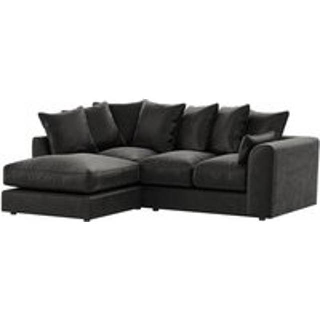 Brooklyn Plush Velvet 3 to 4 Seater L Shaped Corner Sofa Left Hand Facing - Black - One Size