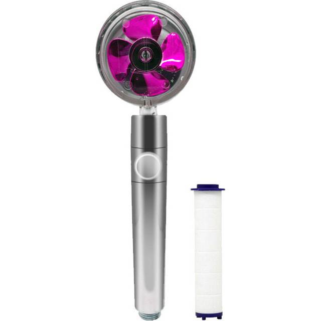 (Purple) High Pressure Flow Turbo Shower Head Water Saving Spray Handheld Turbocharged Showerhead 360 Degrees Rotating Massage Filter Head Bathroom