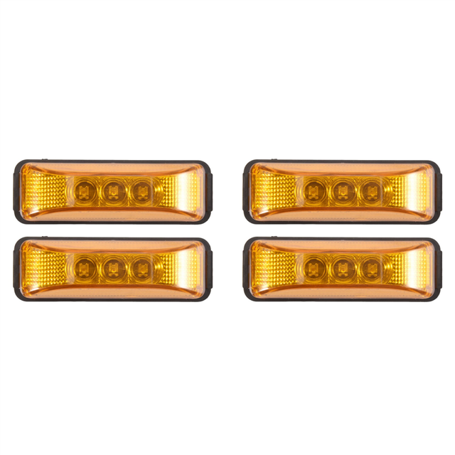 4PCS 24V 3.9Inch 3 LED Truck Trailer Front Rear Side Marker Lights Clearance Indicator Lamp Waterproof