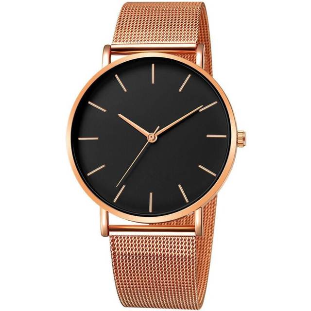 (3) Women Watch Rose Gold Femme 2021 Women&apos;s Mesh Belt ultra-thin Fashion Luxury Wrist Watches